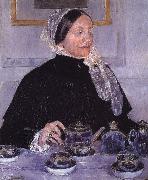 Mary Cassatt Woman beside tea-table oil painting reproduction